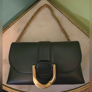 Black Charles & Keith Mini Handbag with Gold Accent